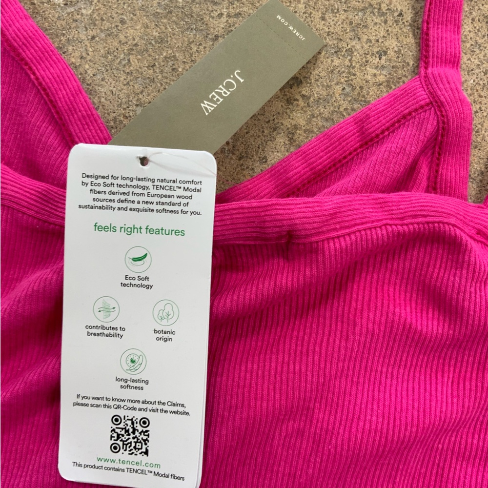 J. Crew Bright Fuchsia Hot Pink Vintage rib henley tank top shirt  OBO - Picture 7 of 9